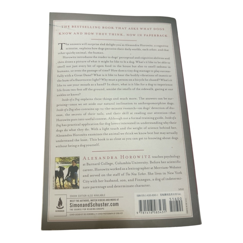 Inside of a Dog: What Dogs See, Smell and Know Paperback Book - Picture 2 of 2